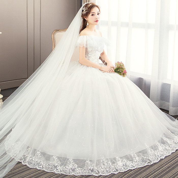 Light sen wedding dress bride wedding shoulder slim slim new line to the princess dream bride