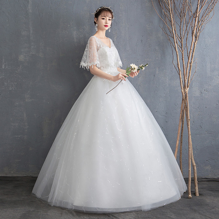 New bride wedding dress Korean sexy V-neck simple neat wedding light out of the yarn thin women