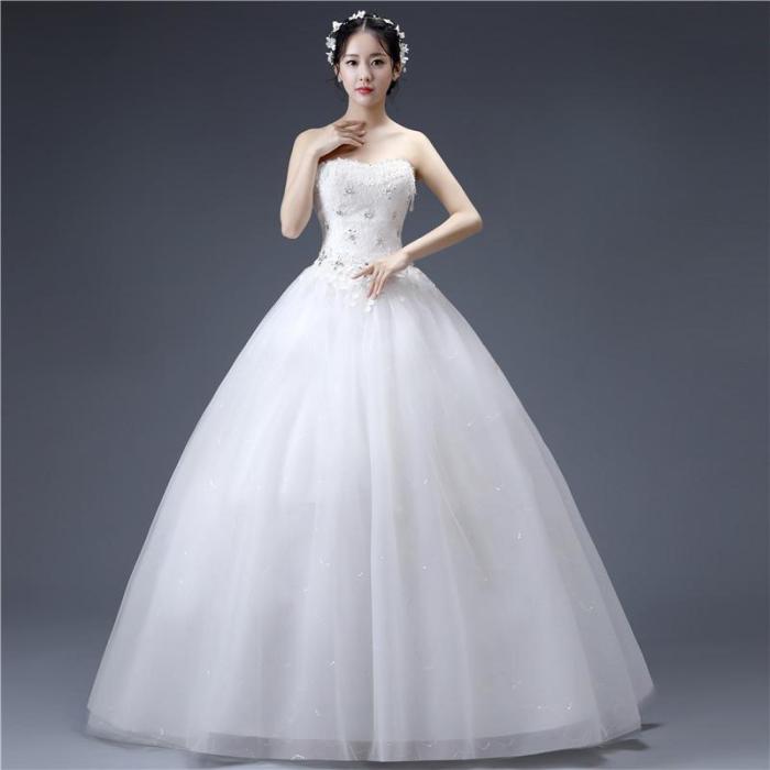 Wedding dress new Korean version strapless princess lace shaggy dress bride to dream strapless wedding dress
