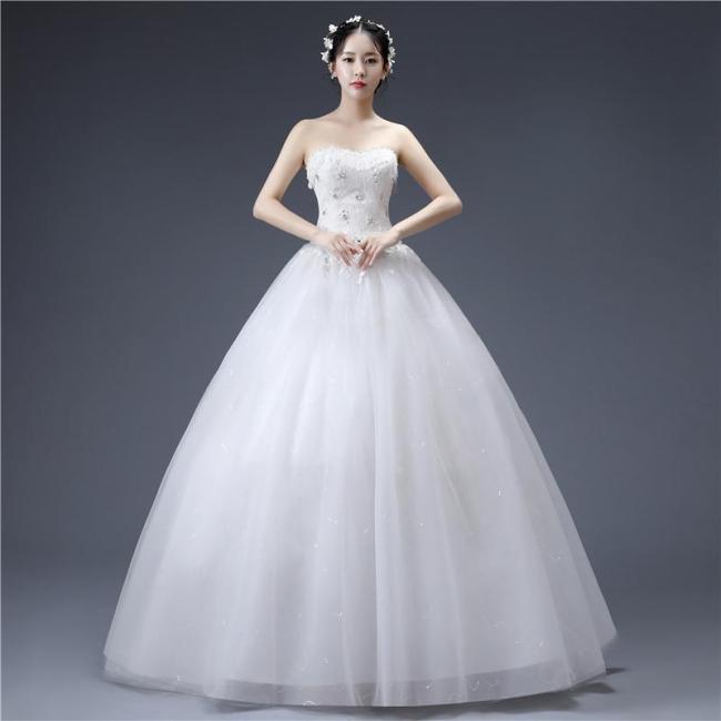 Wedding dress new Korean version strapless princess lace shaggy dress bride to dream strapless wedding dress
