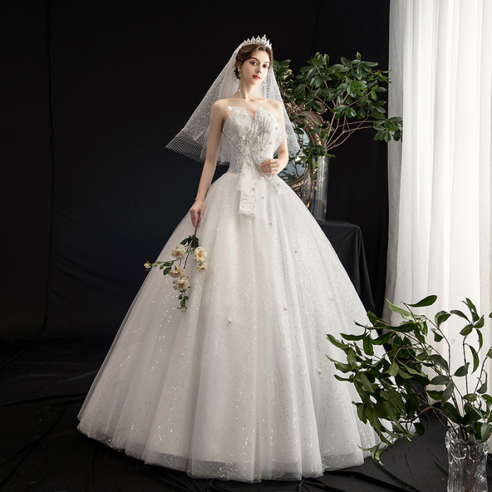French wedding dress new bride starry sky contracted Sen department super fairy dream breast