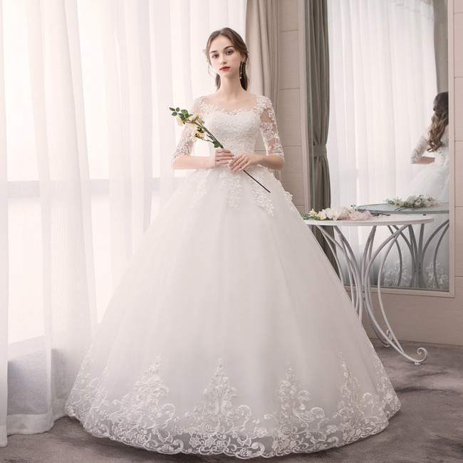 Internet celebrity Douyin wedding dress new Korean bride white neat simple son princess small children