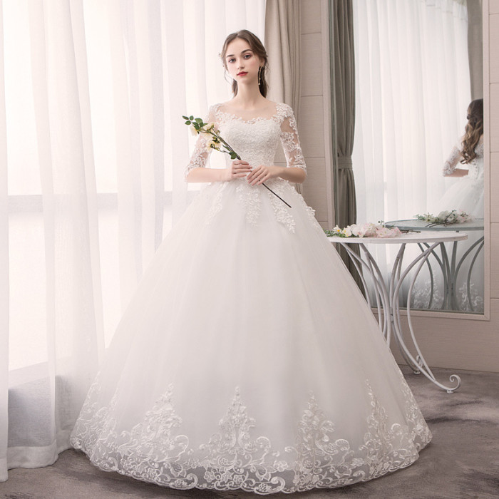 Internet celebrity Douyin wedding dress new Korean bride white neat simple son princess small children