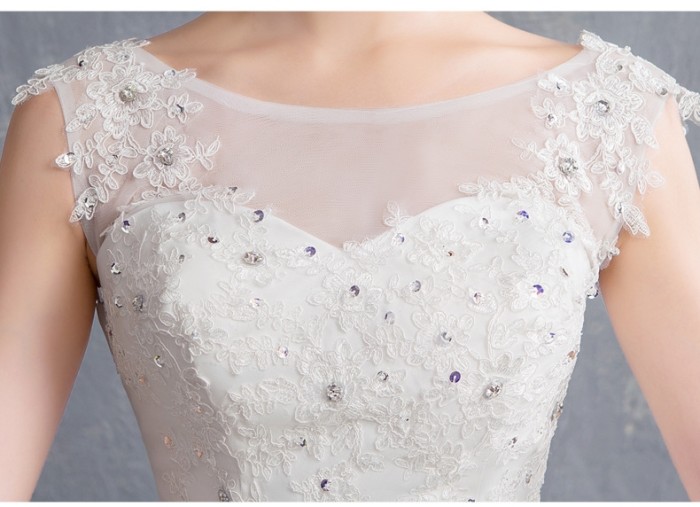 Wedding dress new bride slim trailing princess dream marriage Hepburn V neck level out of the gauze woman
