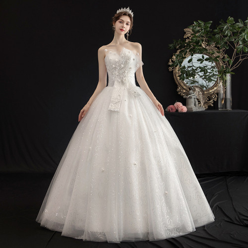 French wedding dress new bride starry sky contracted Sen department super fairy dream breast