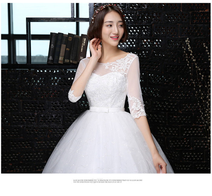 Plain and elegant Korean version of pregnant women new summer Korean style shoulder level high waist large size show thin tie bride