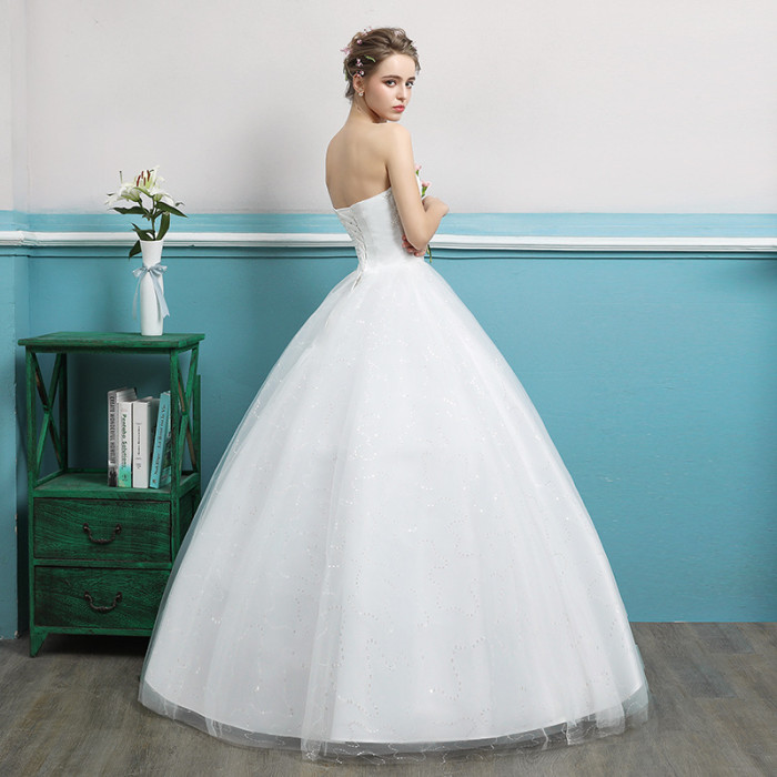 Wedding dress new summer bride strapless ground Korean style simple studio slim big size slimming