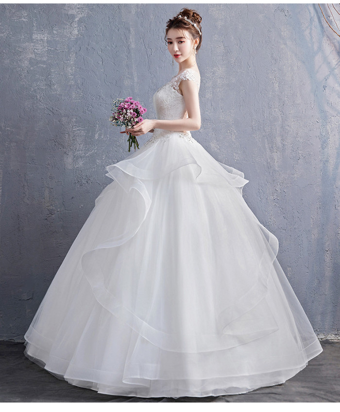 Wedding dress new French Hepburn vintage flat bridal gown slimming white conservative small children's dress