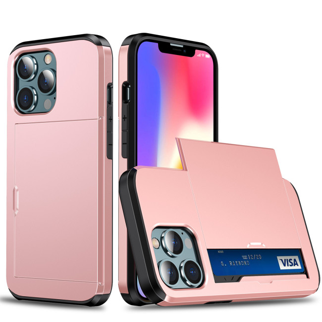 A luxurious hybrid double-layer shockproof cover for the new Apple IPHONE13 PRO MAX Slim card slot ID card or credit card slim cover