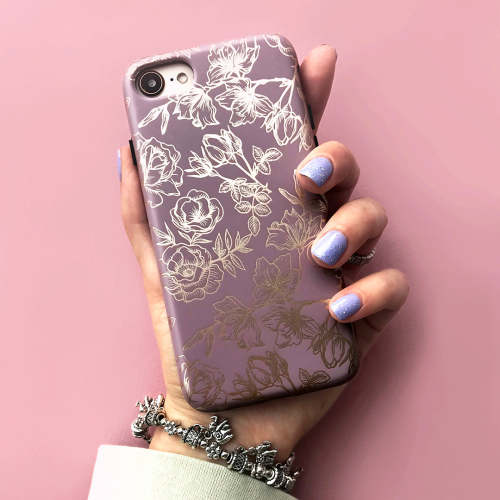 Dusty Rose Chrome Floral iPhone Case