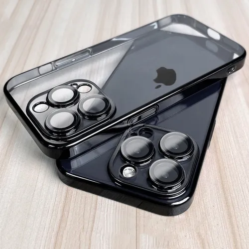 iPhone Case Square Plating Transparent Lens Protective Soft Silicone Cover