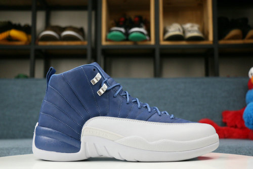 Free shipping maikesneakers Air Jordan 12 Retro Stone Blue /Obsidian