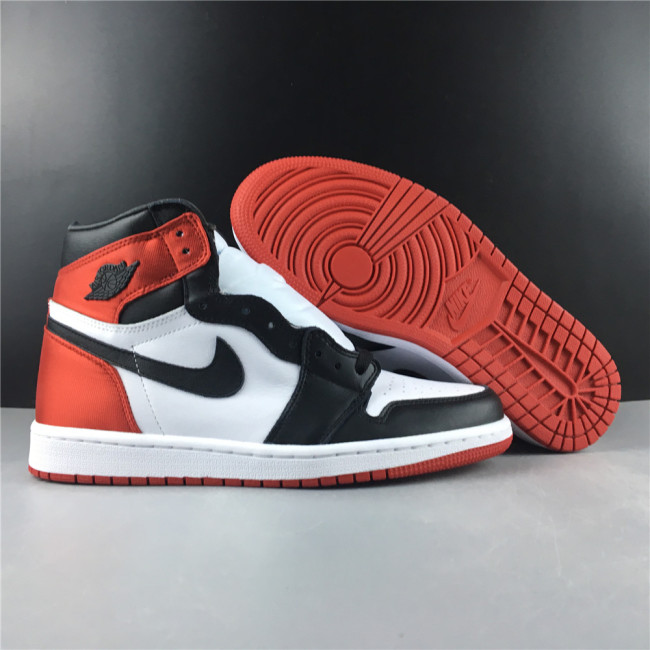 Free shipping maikesneakers Air Jordan 1 satin WMNS BLACK TOE CD0461-016