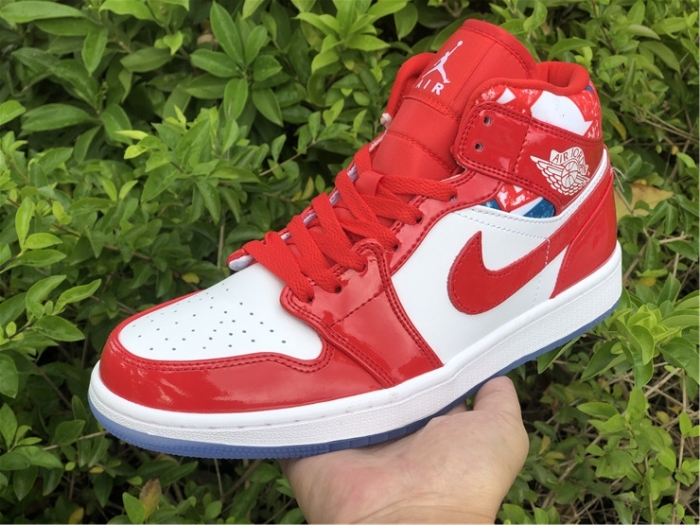 Free shipping maikesneakers Air Jordan 1 Mid Red Patent 2021 DC7294-600