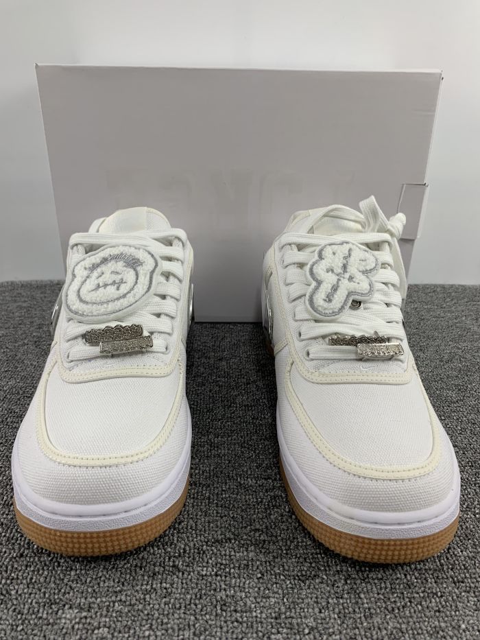Free shipping from maikesneakers SAIL men women travis scott x nike air force 1 top sneakers