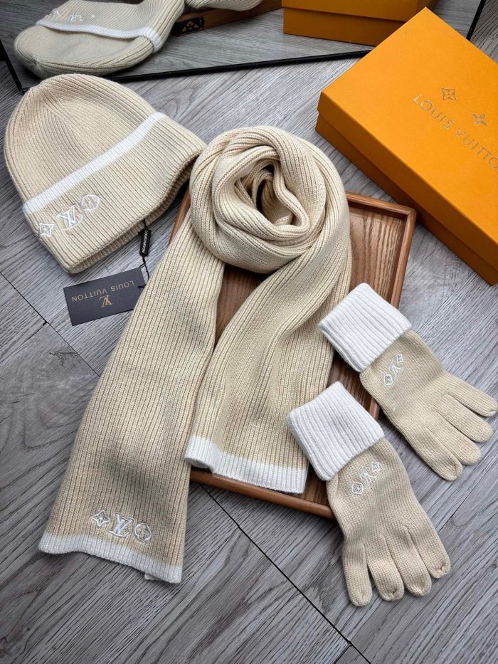Free shipping maikesneakers Women Men  Hat+Gloves+The scarf    L*V
