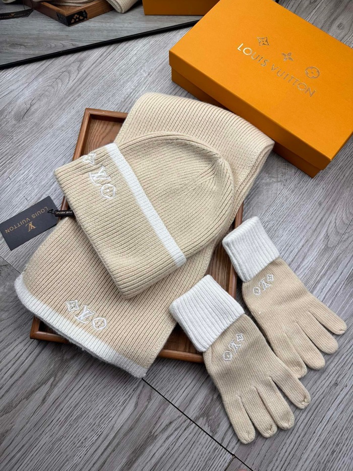 Free shipping maikesneakers Women Men  Hat+Gloves+The scarf    L*V