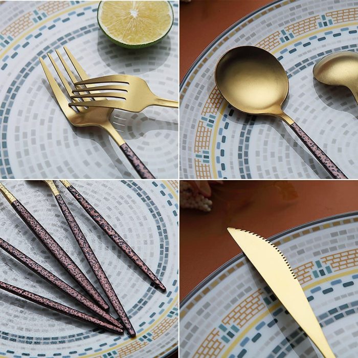 Just Houseware Silverware Set 20 Pieces, Stainless Steel Flatware Set, Titanium Plating Cutlery Set, Utensil Service Set for 4