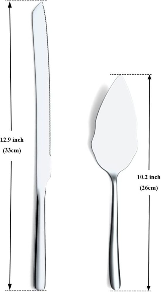 Just Houseware Wedding Cake Knife and Server Set, Stainless Steel Cake Cutting Set for Wedding, Include Cake Cutter and Cake Server for Wedding, Parties, Activities, Family