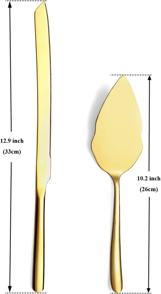 Just Houseware Wedding Cake Knife and Server Set, Stainless Steel Cake Cutting Set for Wedding, Include Cake Cutter and Cake Server for Wedding, Parties, Activities, Family