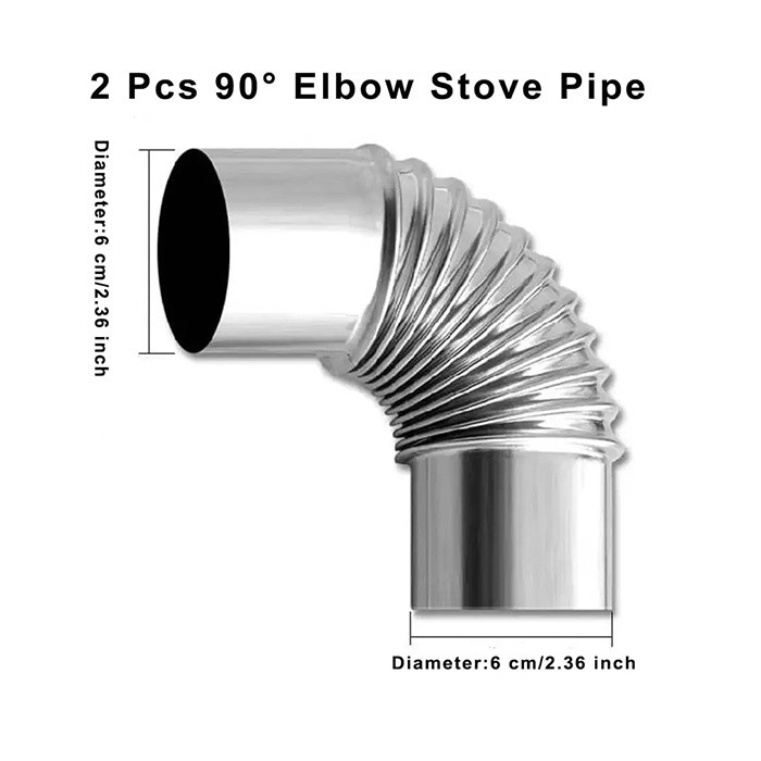 Stainless Steel 90 Degree Elbow Chimney Liner Bend 90° Multi Flue Stove Pipe