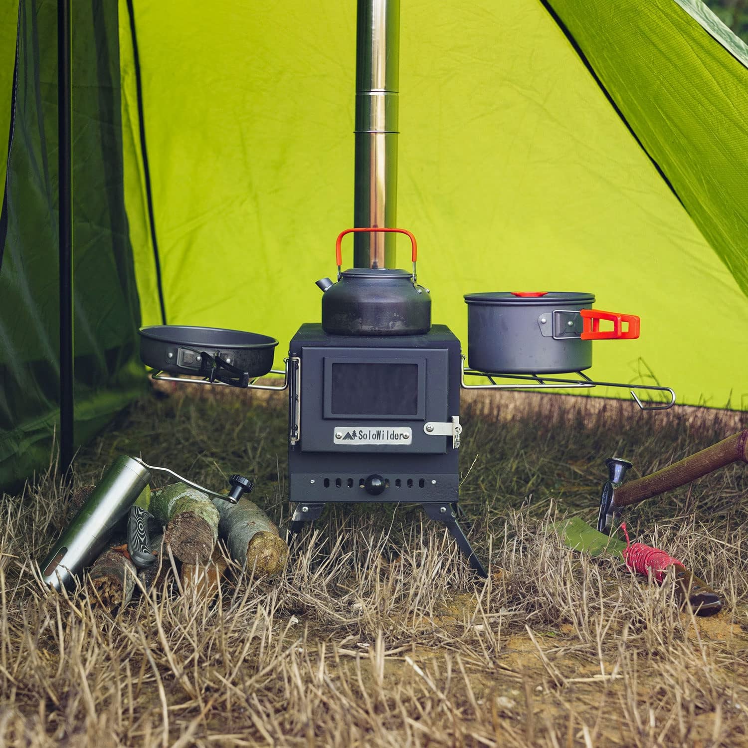 US$ 169.99 - SoloWilder Large Camping Tent Stove Portable Carbon Steel Wood  Burning Stove for Outdoor Cooking Heating - www.solowilder.com