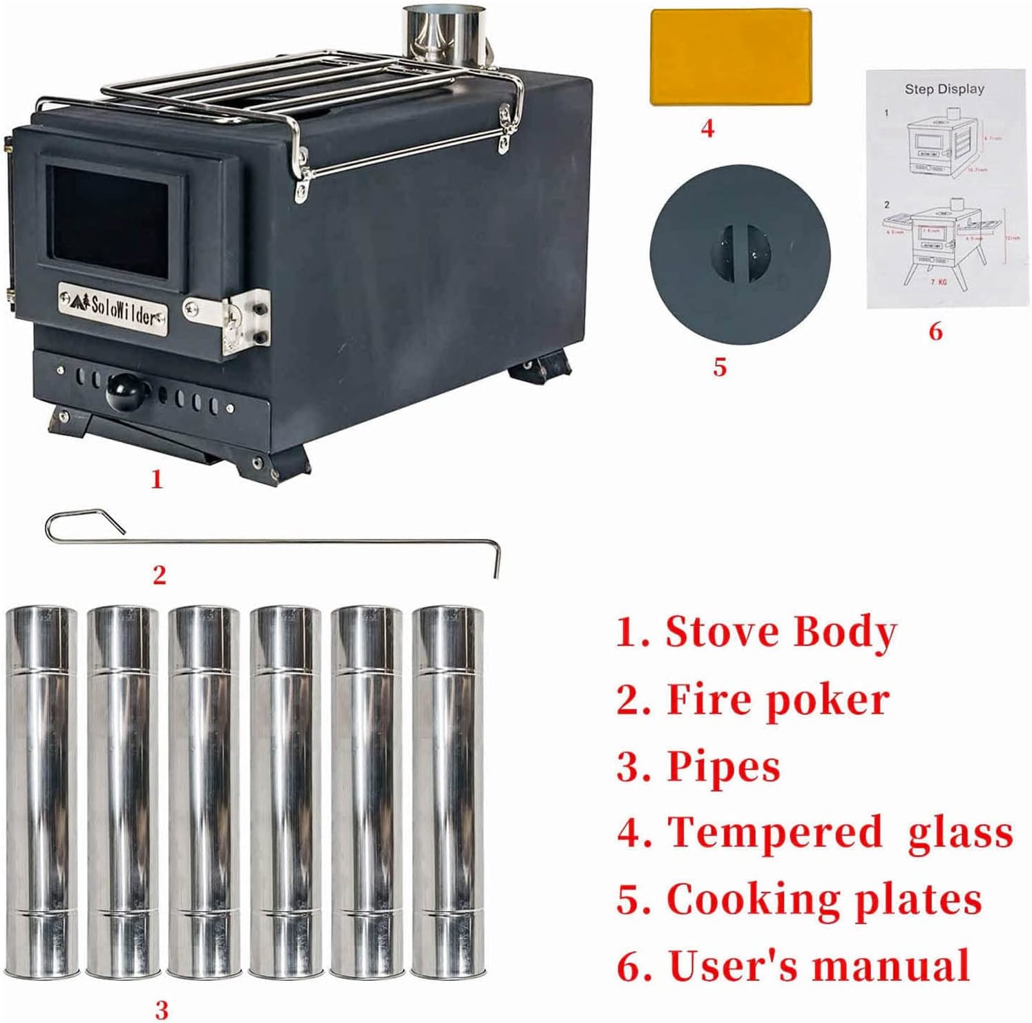 US$ 169.99 - SoloWilder Large Camping Tent Stove Portable Carbon Steel Wood  Burning Stove for Outdoor Cooking Heating - www.solowilder.com
