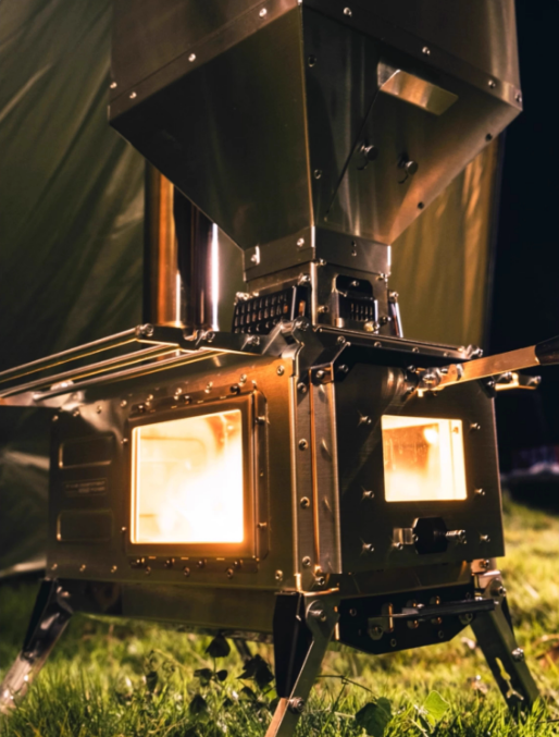 PIKE camping pellet stove burning