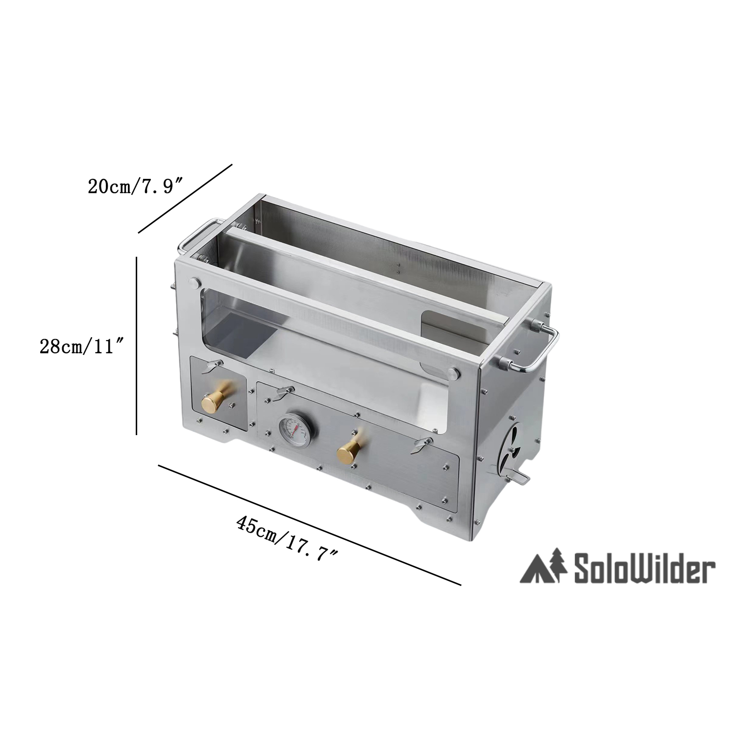 SoloWilder outdoor pellet stove firebox size