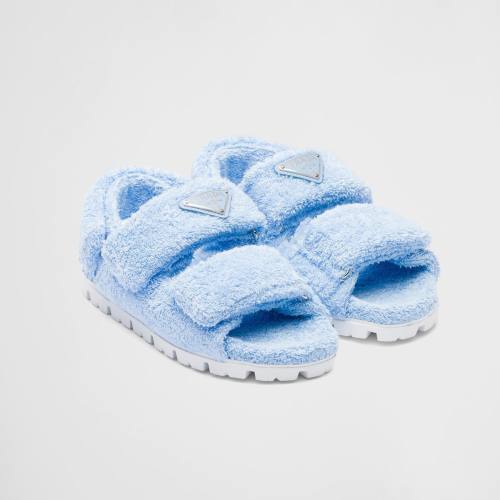 Prada Women's Lambskin Strap Heel Slipper Sandals Shoes #nigo51329
