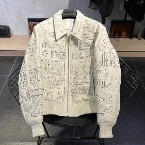 Givenchy Leather Embroidered Logo Bomber Jacket #nigo91388