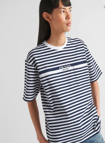 Prada Summer Cotton Horizontal Striped Short Sleeve T-Shirt #nigo57228