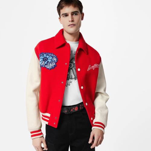 Louis Vuitton NIGO Wool Baseball Jersey Leather Jacket #nigo94432
