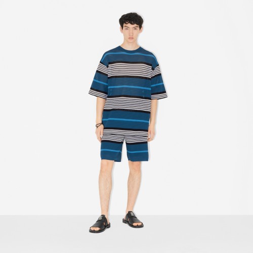 Burberry NIGO Striped Loose Hollow Summer Short Sleeve T-shirt Shorts Set Suit #nigo94475