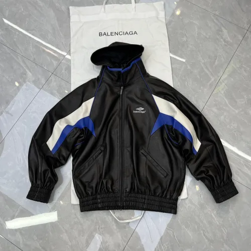 Balenciaga Waterproof Leather Hooded Jacket Motorcycle #nigo94518