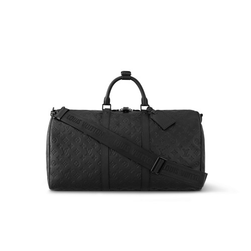 Louis Vuitton NIGO Matte Black Leather Handbag Keepall Bag #nigo94619