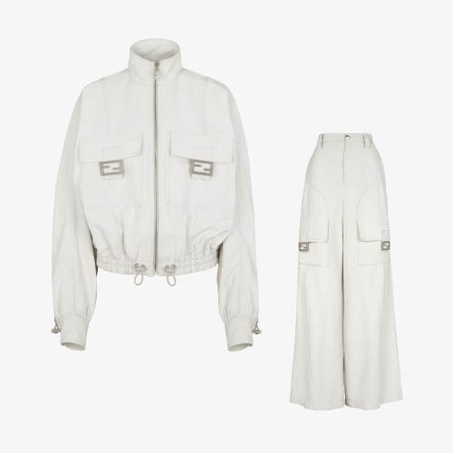 Fendi NIGO White Canvas Jacket Pants Set Suit #nigo21149