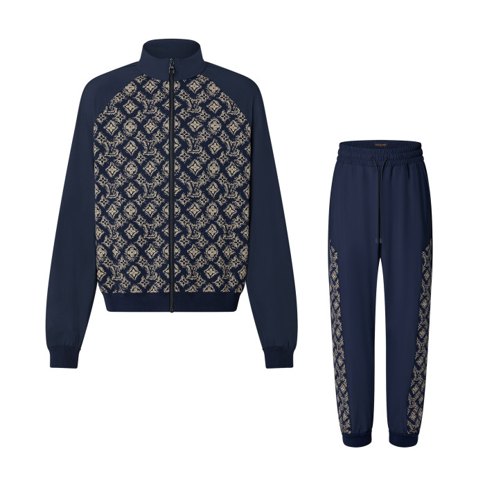 Louis Vuitton Tech Cotton Zip Jacket Sweatpants Pants Set Suit #nigo94965