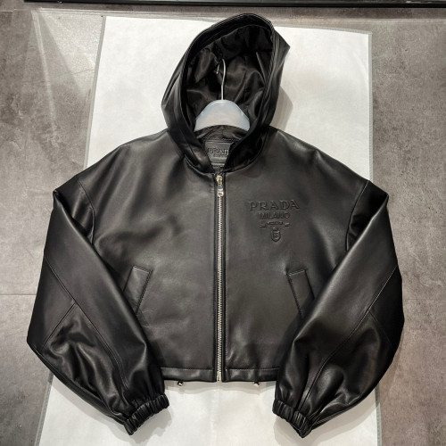 Prada NIGO Long Sleeved Hooded Leather Jacket #nigo21514