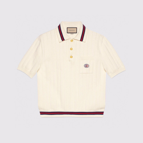 GUCCI Knitted Cotton Ribbon Sweater Polo Shirt #nigo11088