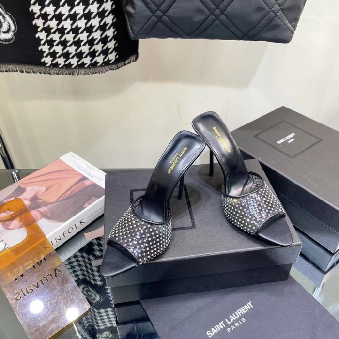 SAINT LAURENT Stick Drill High Heels Sandals Slippers #nigo56393