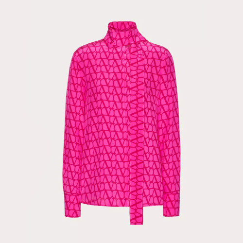Valentino Women's Letter Printed Fluttering Long Sleeve Shirt #nigo96386