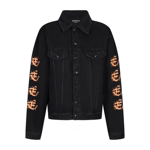 Balenciaga Heavy Metal Denim Jacket in Black Faded Ngvp #nigo6541