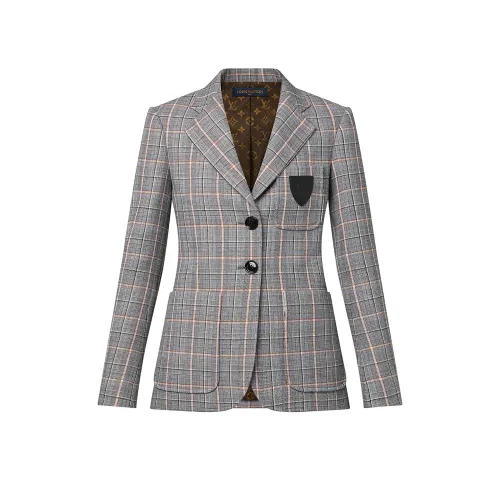 Louis Vuitton Preppy Grey Plaid Long Sleeved Suit Jacket Short Skirt Set #nigo21755