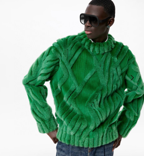 Louis Vuitton Mink Genuine Leather Coat Fur Sweater Pullover #nigo2596