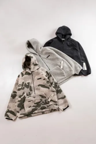 NIGO Essentials Hooded Lamb Zip Jacket Coat #nigo5411