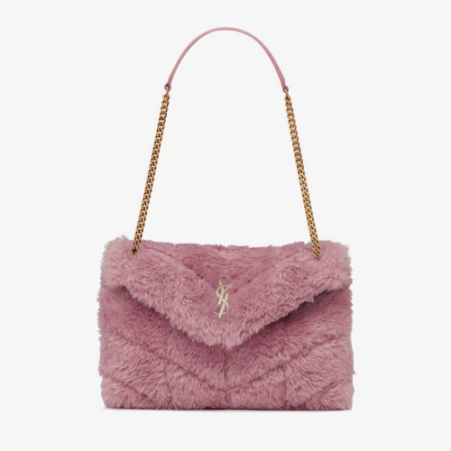 SAINT LAURENT Winter Rabbit Leather Strap Plush Hand Shoulder Bag Bags #nigo53235