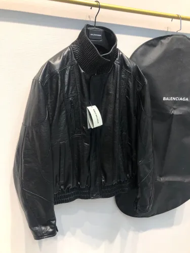 Balenciaga High Neck Zipper Leather Jacket Coat #nigo8464