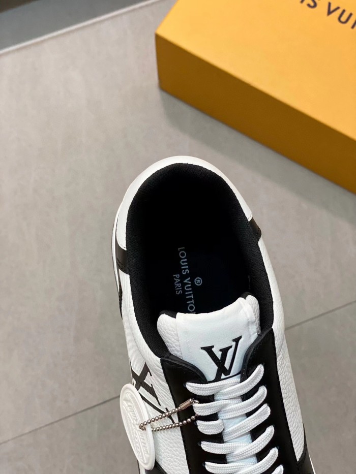 Louis Vuitton Flat Black And White Splicing Sneaker Shoes #nigo56395