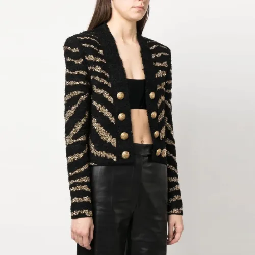 Balmain Women's Striped Long Sleeve Knit Sweater Ngvp #nigo6574